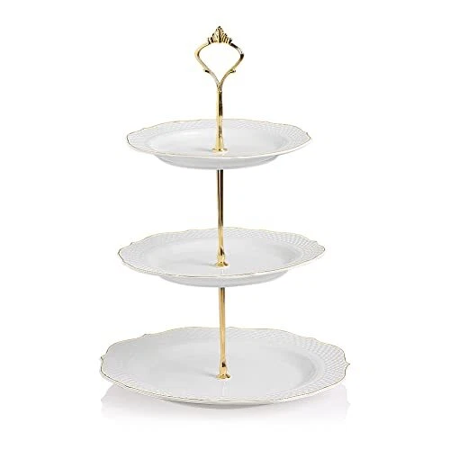 3 Tier Ceramic Cake Stand Wedding, Dessert Cupcake Stand for Tea Party