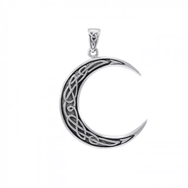 Celtique Crescent Wiccan Lune .925 Argent Sterling Pendentif Peter Stone Bijoux