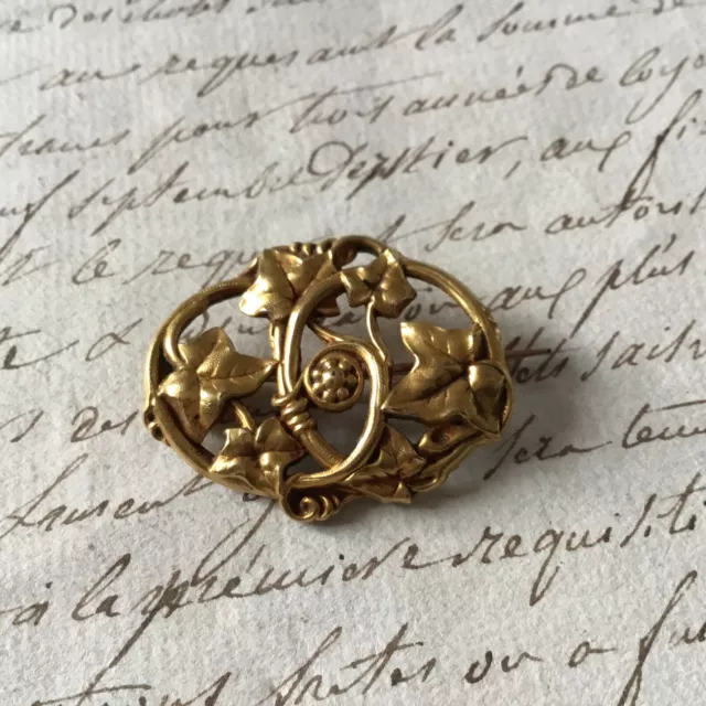 Broche Plaqué Or 1900 Bijou Ancien Victorian Jewel Gold Filled Brooch