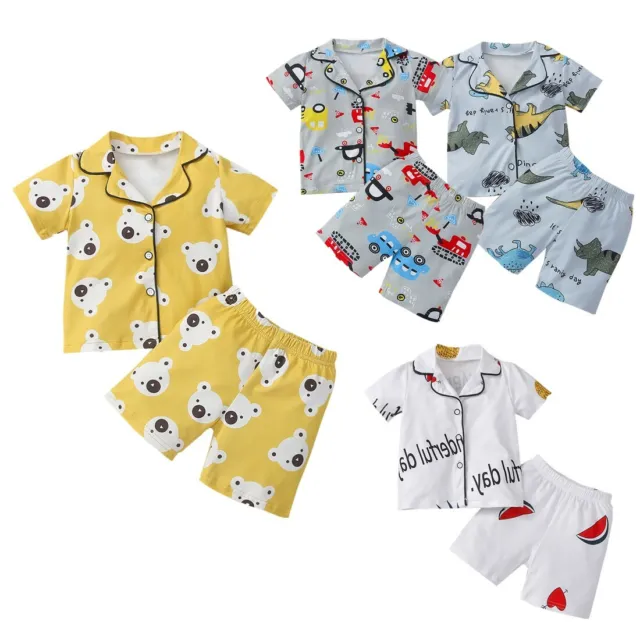 Baby Pyjamas T-Shirt Cartoon Short Sleeves 2PCS Sleepwear Clothes Toddler Kids