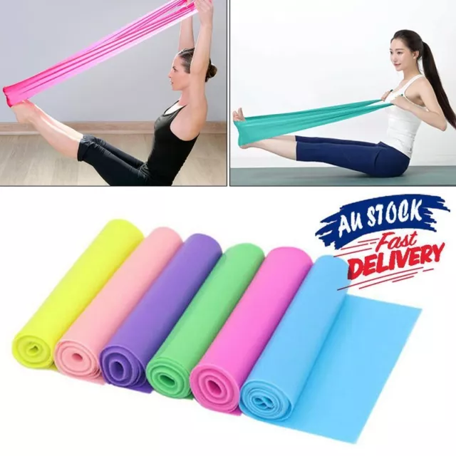 1.5m Resistance Band Straps Belt Yoga Pilates Home Gym Fitness Exercise Stretch