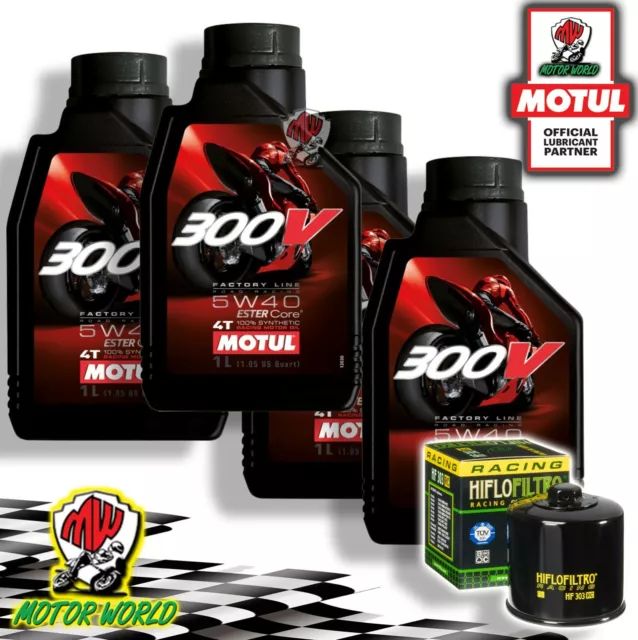 Set Entretien Motul 300V 5W40 + Filtre Racing Kawasaki ZX-10R 1000 Ninja 2016