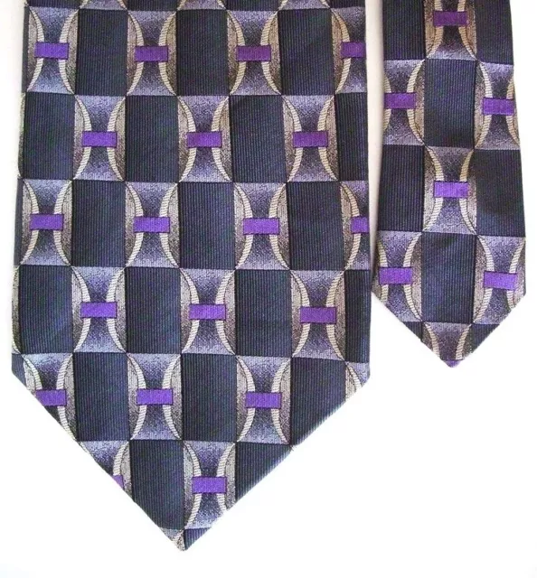 Murano Men's Silk Geometric Neck Tie Gray Classic 4" x 57"