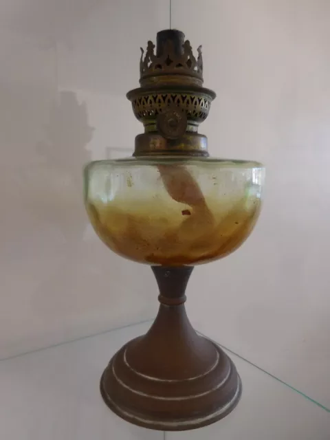 Lampe Öl Kupfer Messing Glas Art Déco Neu Vintage Handgefertigt Pn Frankreich
