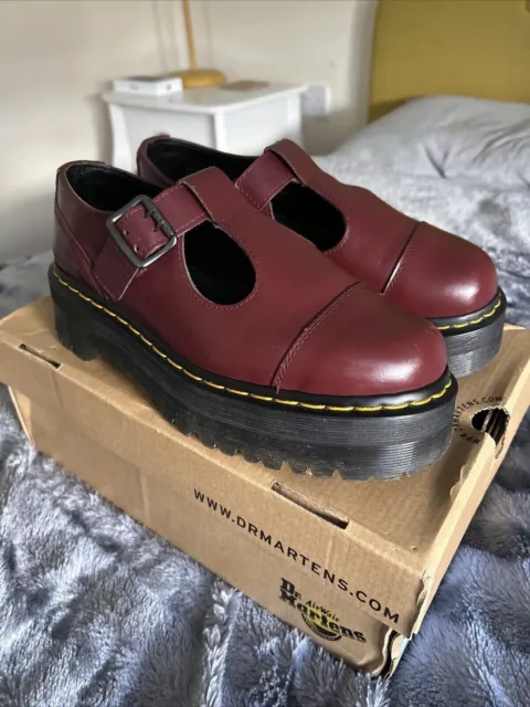 Dr Martens Bethan T-Bar Mary Jane Cherry Leather Quad Platform Shoes Uk 9  Eu 43 £129.00 - Picclick Uk
