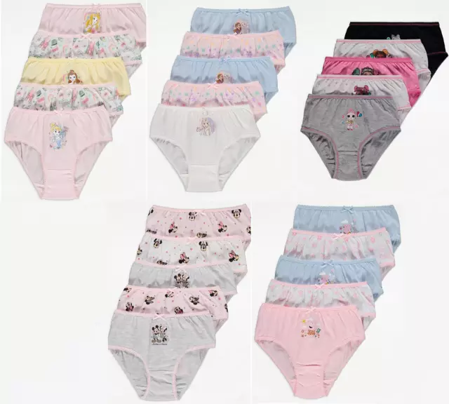 Girls 5 Pack Knickers Pants Briefs Frozen Peppa Pig Minnie Mouse LOL Princess