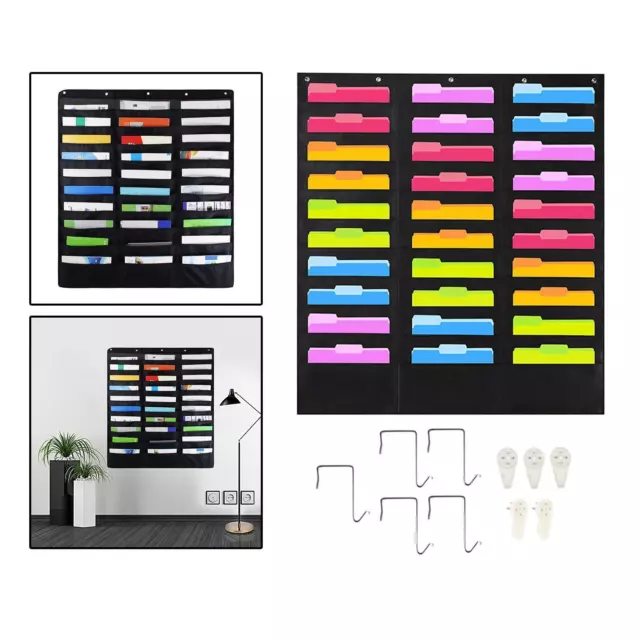 Hanging Wall File Organizer Pocket Chart Mail Holder Magazine School