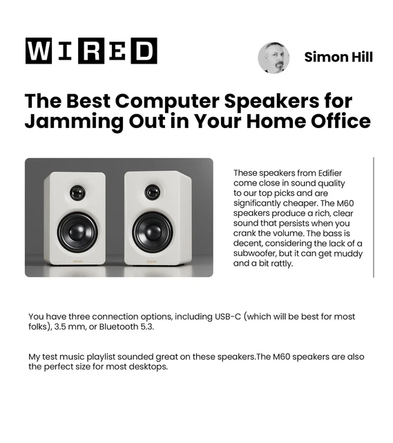 M60 HI-RES MULTIMEDIA Desktop Speakers 66W RMS Bluetooth 5.3 with ...