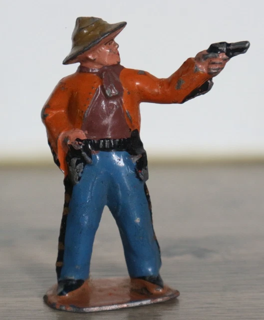 Lot Quiralu Soldats Anciens : Indien, Cheval Et Cow-boy, Jouet Plomb Creux