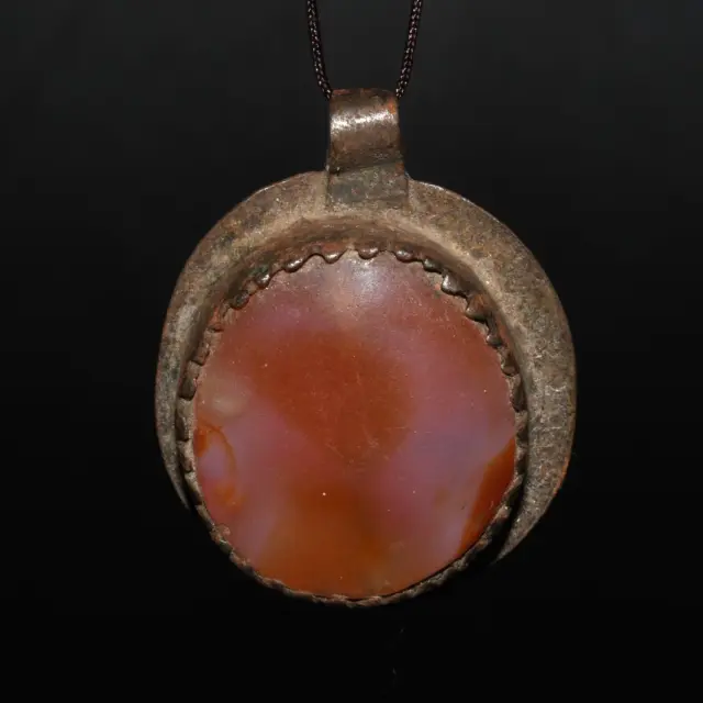 Genuine Ancient Medieval Islamic Natural Carnelian Pendant with Mix Silver Mount