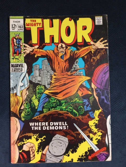 THOR #163 (1969) FN/VF - Adam Warlock Cameo - Jack Kirby +Stan Lee
