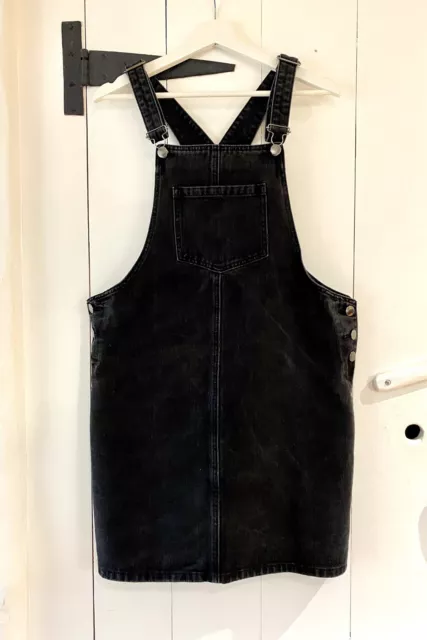 Next Black Denim Dungaree Pinafore Dress - Size 14