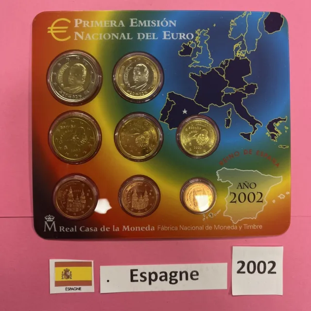 Coffret Bu Espagne 8 pièces 2002 de 1 cnt à 2 euros Neuf  🇪🇸 ￼