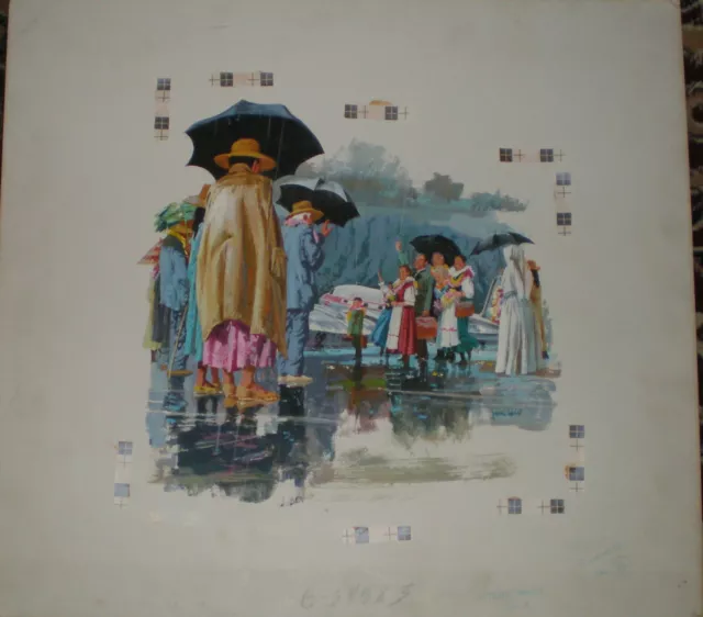 Ilustración canadiense - James Hill (1930 - 2004) Von Tramp Family Gouache