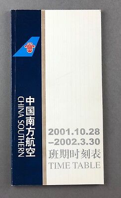 China Southern Airlines Timetable Winter 2001/02