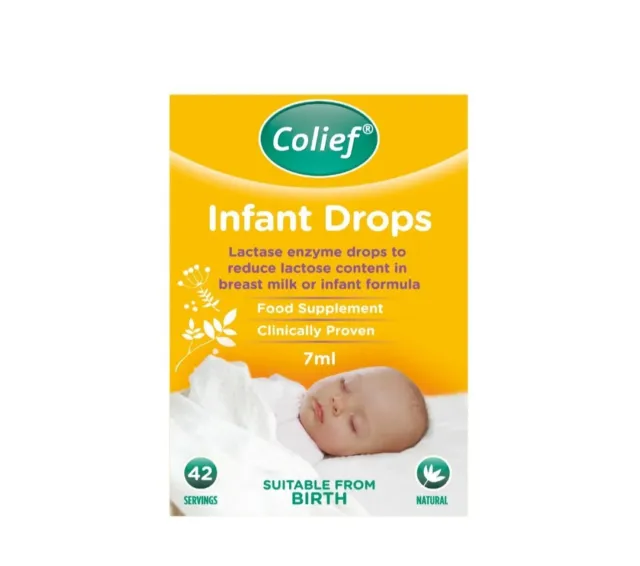 Colief Infant Drops (7ml) - Lactase Enzyme Drops for Baby Calming Colic Relief