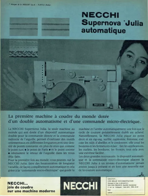 Publicité Advertising 120 1961  Necchi machine à coudre  Supernova Julia