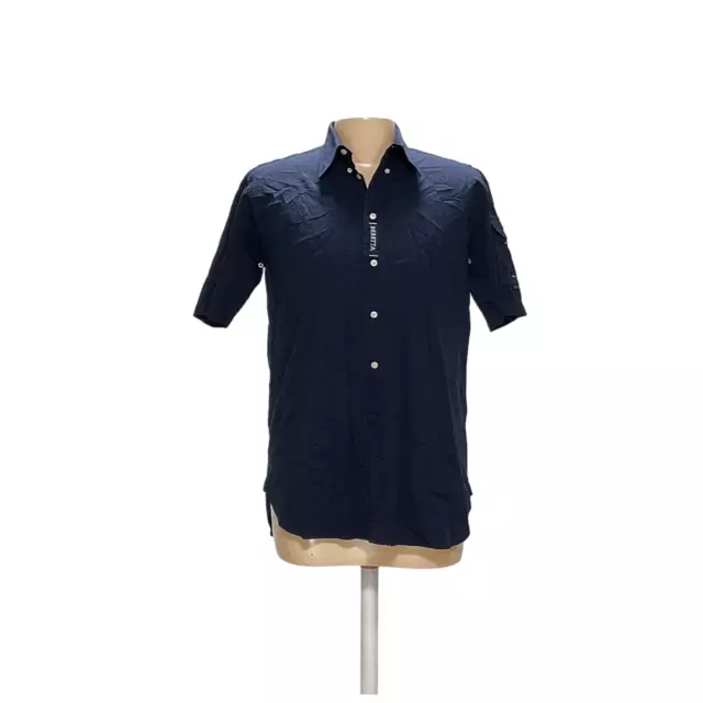 BERETTA MEN'S BLUE Short Sleeve Button-Up $28.00 - PicClick