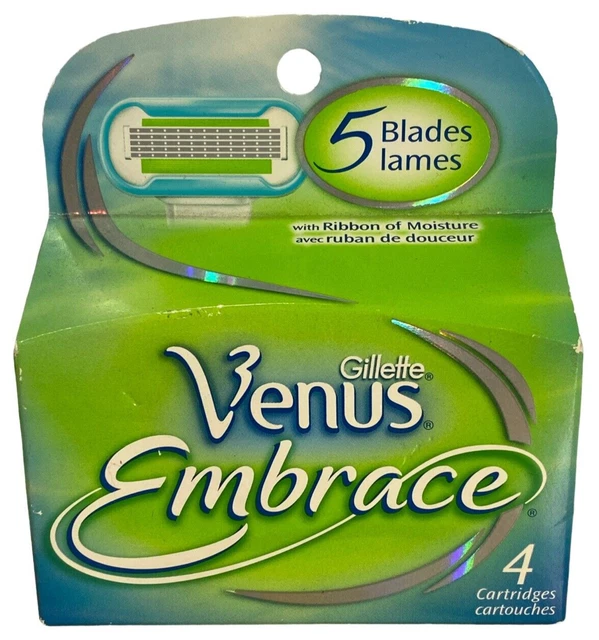 NUEVO EN PAQUETE NUEVO EN CAJA Gillette Venus Embrace 5 Hojas Cartucho de Repuesto Recarga Paquete de 4