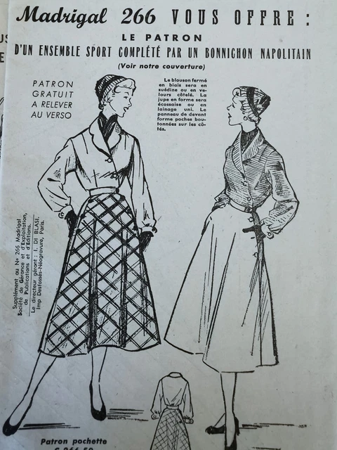 Patron Ancien De Saharienne Et Jupe - Taille 34/36 (jeune Fille 14-16 Ans), Occasion Complet