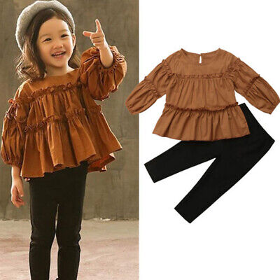 Toddler Kids Baby Girls T-shirt Tops+Skirt Dress Autumn Outfits Clothes 2PCS Set