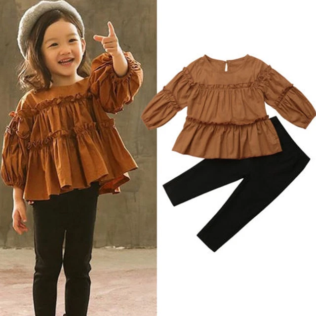 Toddler Kids Baby Girls T-shirt Tops+Skirt Dress Autumn Outfits Clothes 2PCS Set