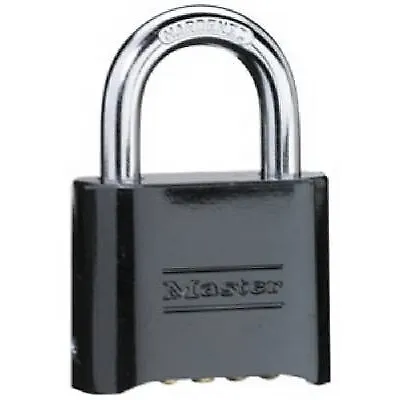2-In. Combination Padlock, Black-Finish, Solid-Brass Case, Resettable -178D