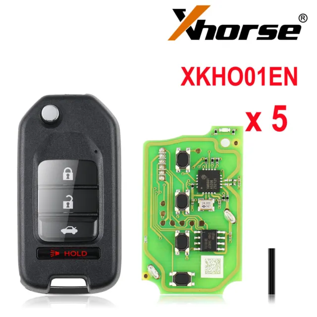 5x Xhorse Universal Wire Flip Remote Key 3+1 Buttons For Honda XKHO01EN For VVDI