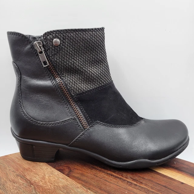 EARTH VINTAGE LEATHER Side Zip Ankle Boots Jordan Dark Grey