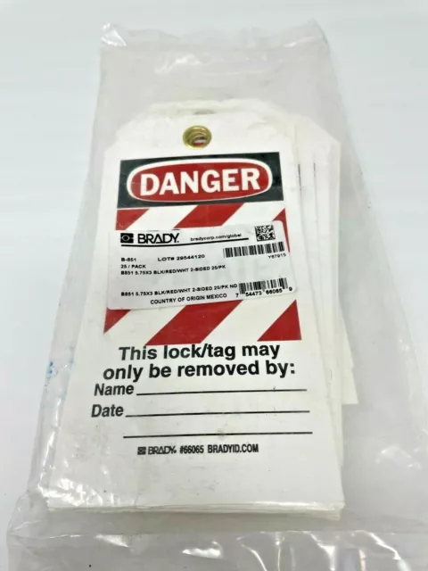 25 Brady 66065 Danger Bilingual Tag,  Polyester, Do Not Operate WITH TIES