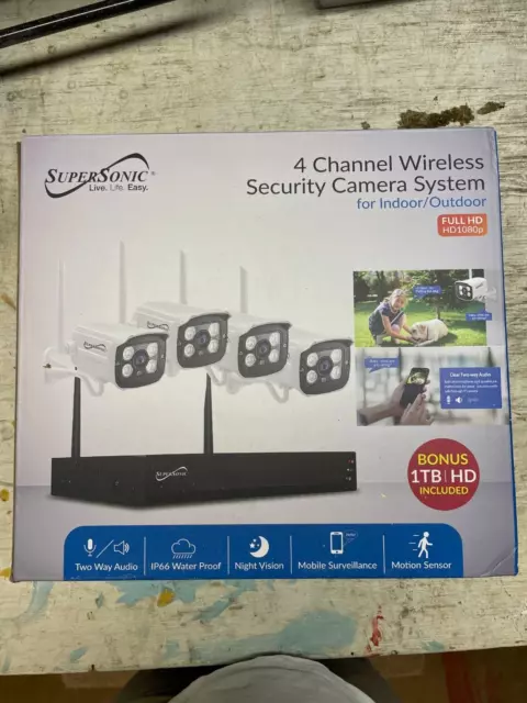 NEW Supersonic SC-5004NVR Wireless Security Camera System with 4x FHD