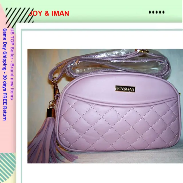 JOY & IMAN Diamond Quilted Genuine Leather Crossbody with RFID, Pink