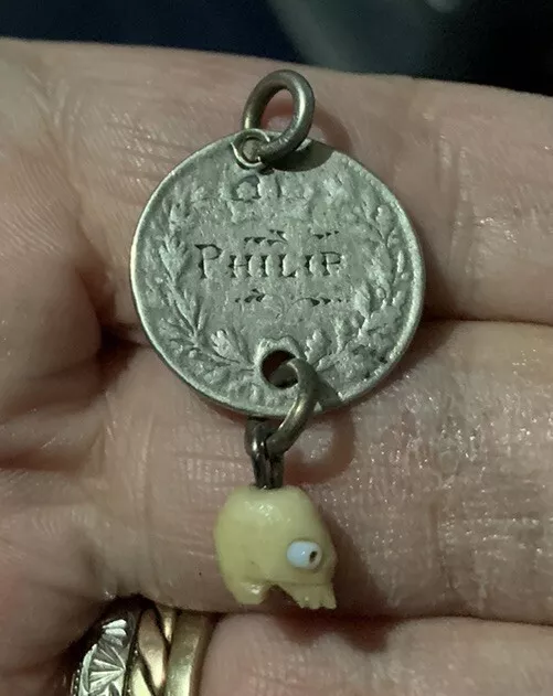 Victorian Love Token Silver Engraved Philip, Tiny Charm