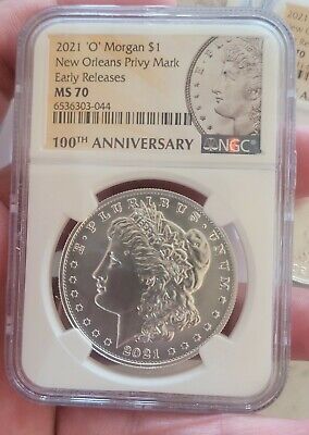 (IN HAND) 2021 O MORGAN SILVER DOLLAR  Early Releases NGC MS70, anniversary