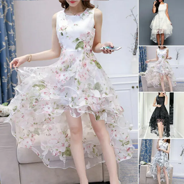Women's Girls Short Gown Prom Floral Lace Formal Cocktail Evening Party Dress