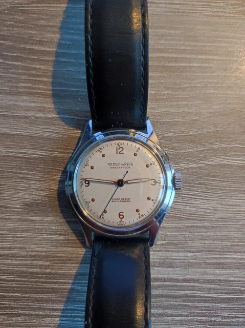 Montre Vintage GETE France Années 1950 Mécanique Manuelle - Boîtier Doré 36mm Bracelet Cuir Marron Homme