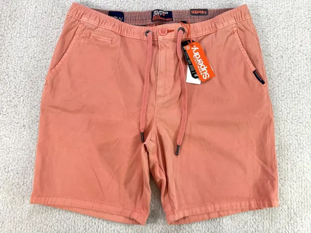 Superdry Sun Scorched Chino Shorts Pomegranate Elastic Drawstring 7.5” Mens 36