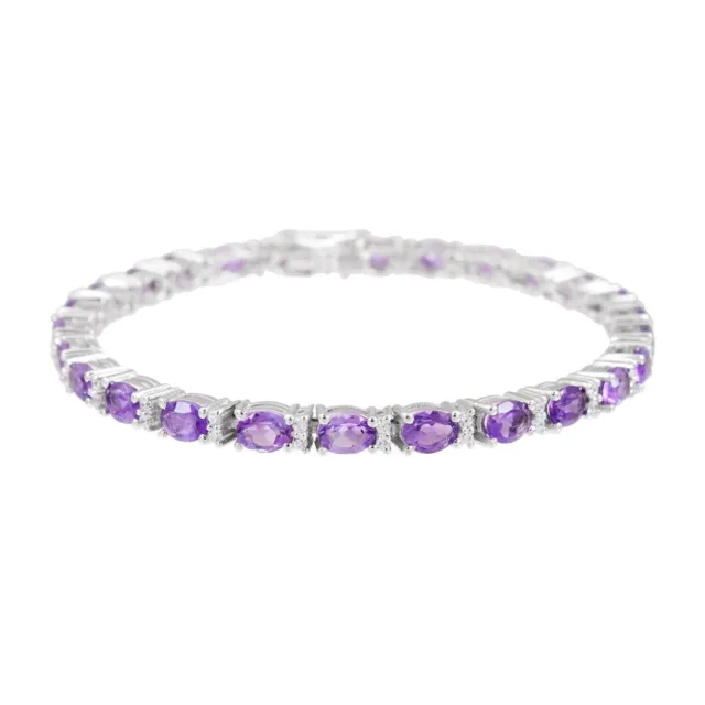 Armband aus Sterlingsilber mit natürlichem violettem Amethyst-Edelstein,...