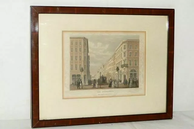 Altes Bild Bilderrahmen Rahmen Hamburg Stich Druck Stahlstich Neuer Wall Litho