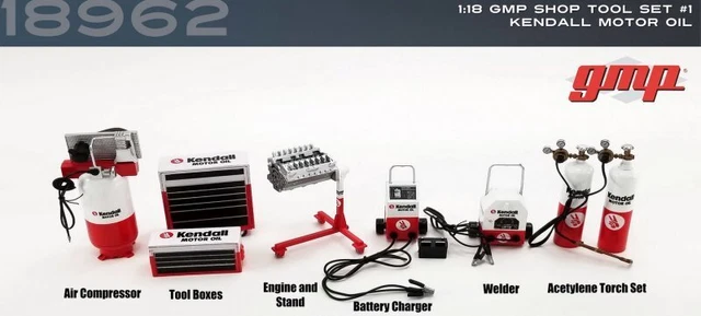 Werkstatt Set / Shop Tool Set KENDALL Motor oil - red / white - GMP 1:18