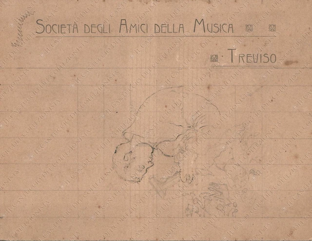 SOCIETÀ AMICI DELLA MUSICA Treviso Cartolina intestata con disegno