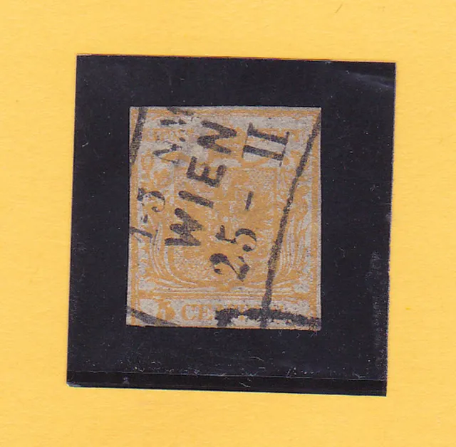 Lombardei und Venetien-Wappenzeichnung-MiNr.1b orangegelb-gebr.m.Rahmenst "WIEN"
