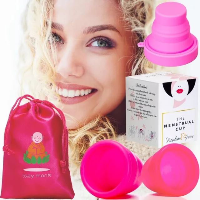 Menstrual Cup Set Large Small & Silicone Copa Period Sterilizer Feminine