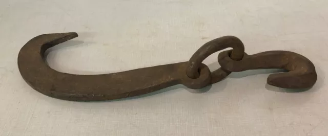 Vintage Large Heavy Logging Skidding Hook  Lumberjack Loggers Log