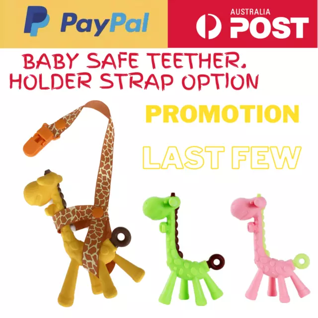 Baby Teething relief Giraffe Toy Holder Strap Food Grade Silicone BPA Free