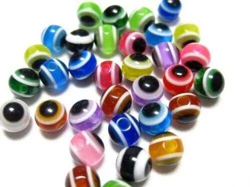 1000 Mixed Colour Acrylic Evil Eye Ball Round Beads 6mm Jewelry Making