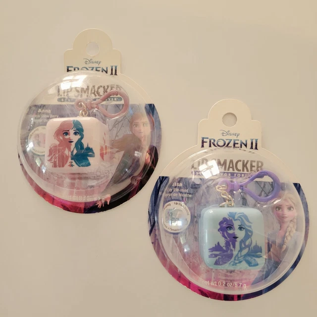 Lot Of 2 Elsa & Anna Disney Frozen II Lip Smacker with Key Chain Glow Berry Mint