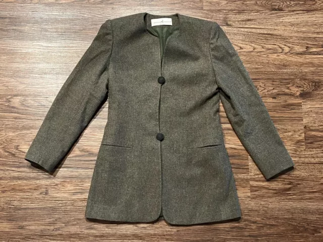 Peruvian Connection Baby Alpaca Wool Jacket Long Coat Olive Green Blazer Size 8