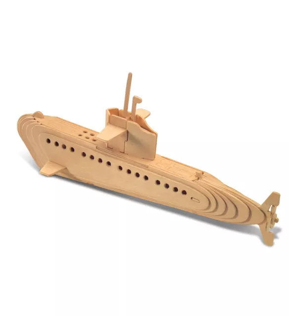 Puzzled 3D Puzzle Submarine Watercraft Wood Craft Construction Kit - 29pcs Pack