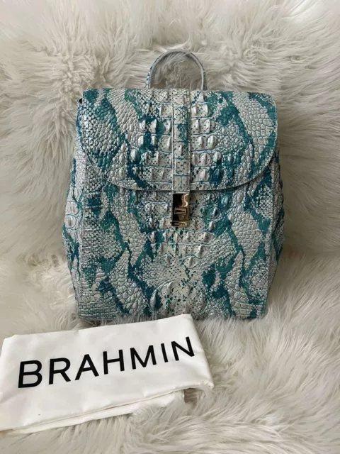 Brahmin Sadie Mesmerized Melbourne Leather Backpack Bag Blue Multicolor 2